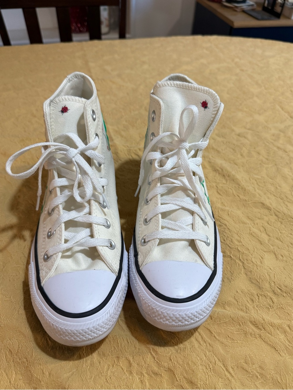Converse high top - off white with frogs and ladybugs